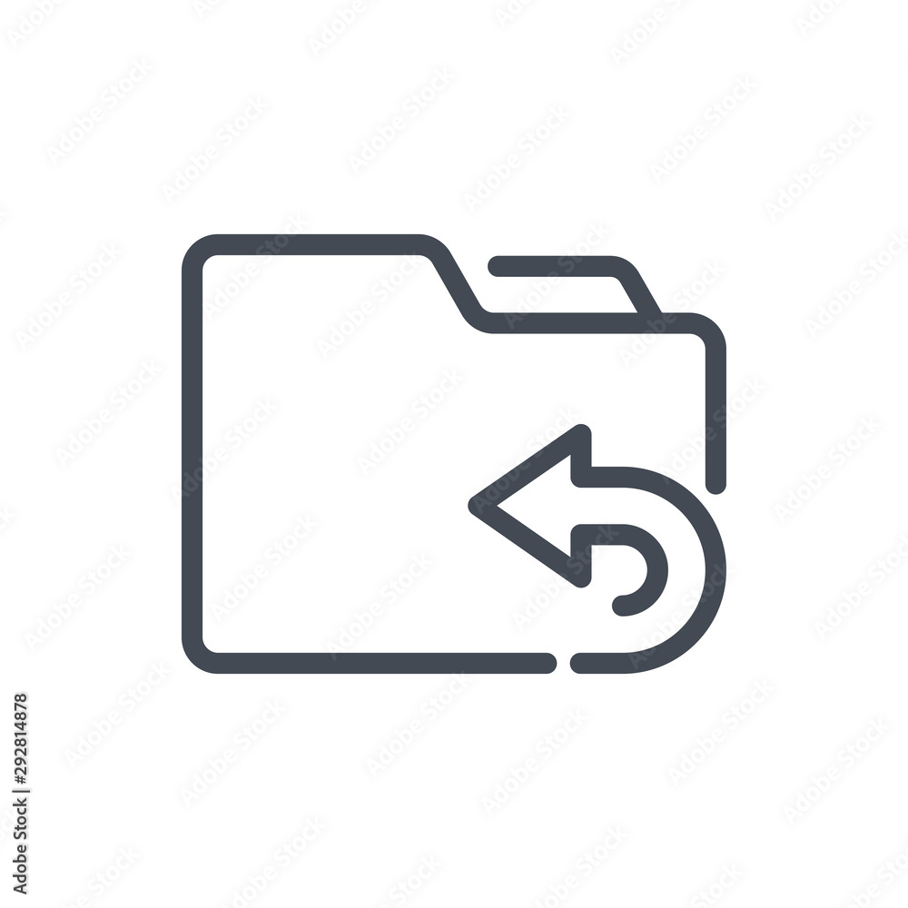 Poster share folder line icon. folder with backward arrow vector outline sign.