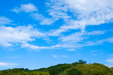 【写真素材】 青空　空　雲　秋の空　背景　背景素材　9月　コピースペース