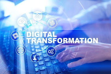 Digital transformation, Concept of digitization of business processes and modern technology.