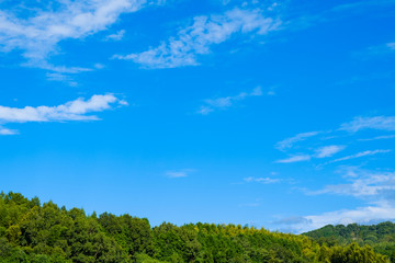 【写真素材】 青空　空　雲　秋の空　背景　背景素材　9月　コピースペース　