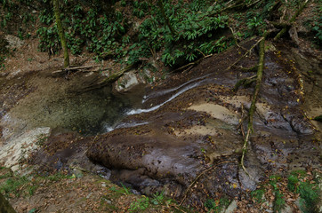 Waterfall near the river Shahe in Sochi