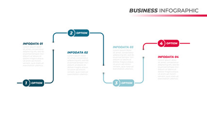 Business thin line template for infographic with 4 options, steps or processes. Vector linear elements.