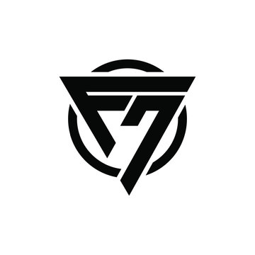 F7, 7F Triangle Logo Circle Monogram Design Vector Super Hero Concept