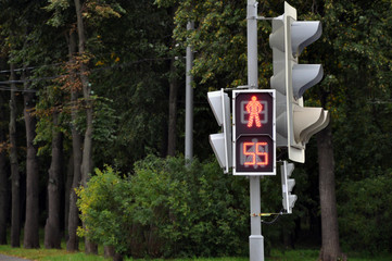 Red color at the traffic light 