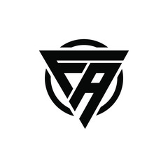 FA, AF Triangle Logo Circle Monogram Design Vector Super Hero Concept - obrazy, fototapety, plakaty