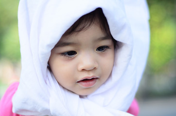Little Child Girl and Mother at The Public Park