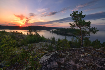 sunset over the lake