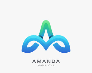 Abstract letter a vector logo. Amanda logo design concept and letter A. Letter A logo design template.