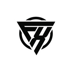 FX, XF Triangle Logo Circle Monogram Design Vector Super Hero Concept
