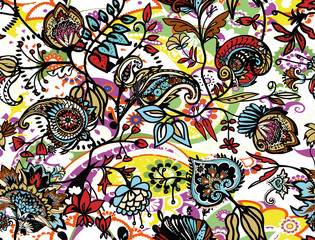 Seamless floral pattern paisley