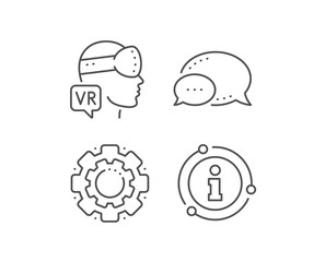 Augmented reality line icon. Chat bubble, info sign elements. VR simulation sign. Gaming headset glasses symbol. Linear augmented reality outline icon. Information bubble. Vector