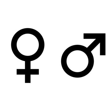 Gender Man and Woman ( Male and Female) black icon template vector isolate on white background for graphic and web design.