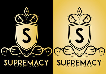 Supremacy crest logo isolated on background. Letter s logo, Initials logo, suitable for any company, ready to print, easy to edit, organized layer.