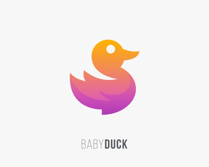 Baby duck logo design concept. Cute baby duck logo design template.