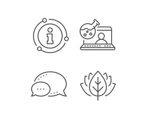 Online chemistry lab line icon. Chat bubble, info sign elements. Laboratory flask sign. Analysis symbol. Linear online chemistry outline icon. Information bubble. Vector