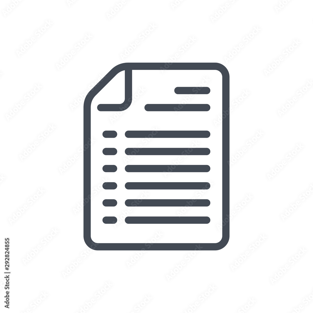 Poster document with list line icon. plan file vector outline sign.