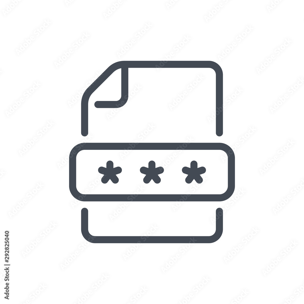 Poster Secure document line icon. File with password page vector outline sign.