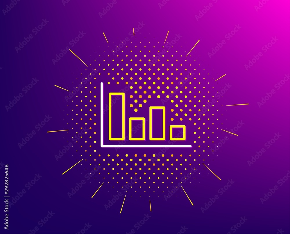 Poster histogram column chart line icon. halftone pattern. financial graph sign. stock exchange symbol. bus