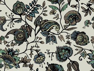 Fototapeta premium Seamless floral pattern paisley