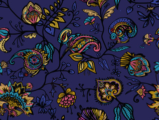 Naklejka premium Seamless floral pattern paisley