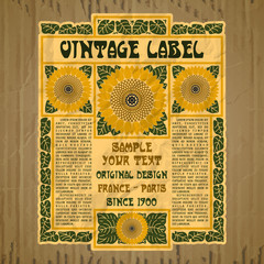 vector vintage items: cover Art Nouveau