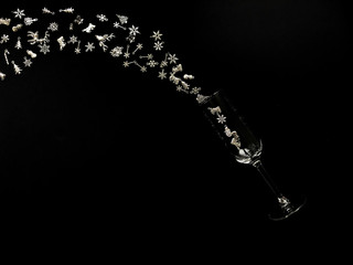 Glass with different snowflakes inside