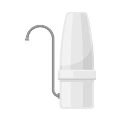 Monochrome Grey Portable Water Filter Flat Vector Illustration