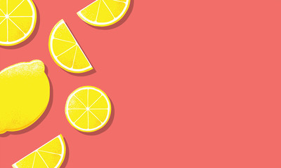 Summer background with lemon fruit. Vector illustration, EPS 10