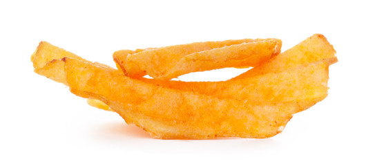 Ribbed potato chips isolated on white background