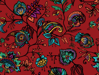 Seamless floral pattern paisley