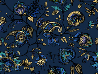 Image of Seamless floral pattern paisley printed on Printed Glass Splashbacks