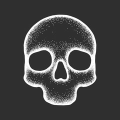 Human skull, vector illustration. Dot design, icon