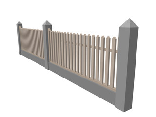 Wooden fence. Isolated on white background. Vector illustration.