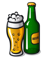 beer glass and bottle