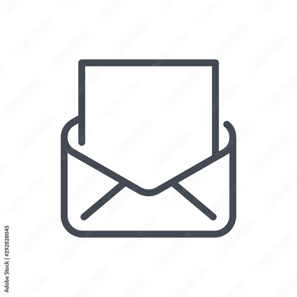 Aufkleber email with open blank envelope line icon. read letter vector outline sign.