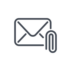 Mail attachment line icon. Email with attached file vector outline sign.