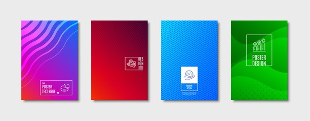 Safe time sign. Poster design, cover template. Cogwheel, Pie chart and Graph chart line icons set. Engineering tool, 3d graph, Growth report. Management. Science set. Abstract background. Vector