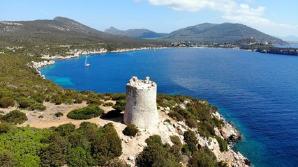 Naklejka premium vue aérienne depuis Capo Caccia, Sardaigne, Italie
