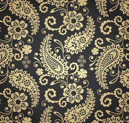 traditional paisley floral pattern , textile , Rajasthan, India	