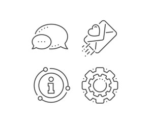 Love letter line icon. Chat bubble, info sign elements. Heart mail sign. Valentine day symbol. Linear love letter outline icon. Information bubble. Vector