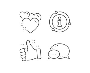 Heart line icon. Chat bubble, info sign elements. Love emotion sign. Valentine day symbol. Linear heart outline icon. Information bubble. Vector