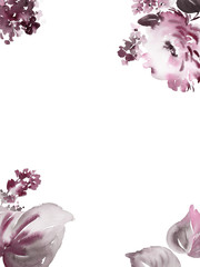 Greeting card with watercolor flowers handmade.