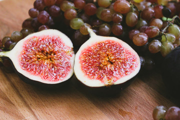 fresh figs on wooden table