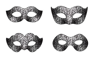 Carnival glittering mask icon. Masquerade, Mardi Gras or Night Party part of dressing. Mystery and secret concept design element