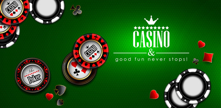 Casino advertising design with a playing chips.  Highly realistic illustration.