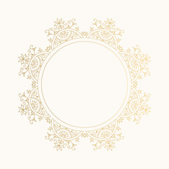 Luxury fancy golden frame with flourish borders. Vector isolated illustration.