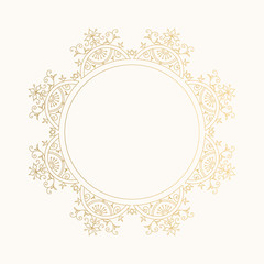 Luxury fancy golden frame with flourish borders. Vector isolated illustration.