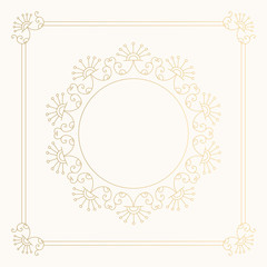 Elegant gold foil frame with flourish borders. Vector isolated illustration.