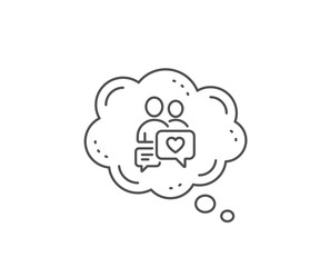Couple communication line icon. Chat bubble design. Love chat symbol. Valentines day sign. Outline concept. Thin line dating chat icon. Vector