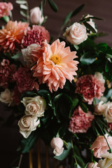 Luxury and gentle wedding flowers, flowering buds of different colors.